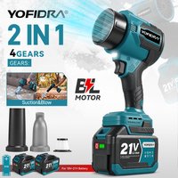YOFIDRA 2 W 1 Bezszczotkowy Elektryczny Turbodmuchacz Wiatrak Jetowy 350m/s Narzędzie do Odkurzania Liści i Kurzu w Ogrodzie Kompatybilne z Akumulatorem Makita 21V