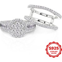 Luxury 2Pcs/Set Women Moissanite Rings for Wedding Graceful Accessories Inlaid Shining Cubic Zirconia Fashion Jewelry