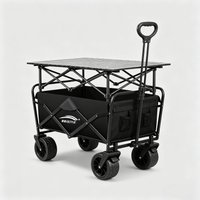 Beiyue Outdoor Camping Hand-Push Folding Wagon Cart With 8inch Table Board For Picnic Bbq Garden Beach Camping Equipment