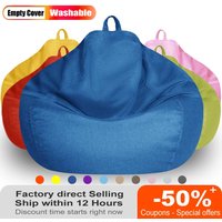 Adults Children Bean Bag Cover Large Lazy Sofa Chair Cover without Filler Cotton Linen Beanbag Chair Seat Ottoman Puff Sac