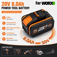 WA3553/WA3551 for Worx 20V Battery Replacement Li-Ion Cordless Power Tools WA3572 WX390 WX176 WX178 WU268 for POWERSHARE Series