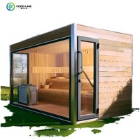 Modern Design 6kw Power Hemlock Solid Wood Panoramic Outdoor Dry Steam Sauna with Control Panel High Quality