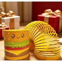 Cute Hamburger Pattern Mini Rainbow Slinky Toy Flexible Plastic Magic Spring Coil Fidget Toy for Kids 1/3/6Pcs Christmas Gift