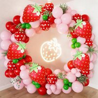 117pcs Strawberry Balloon Garland Arch Balloon Set, for Strawberry-Themed Birthday Party, Strawberry Party Decorations