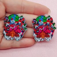 10pcs acrylic cartoon clown pendant, DIY jewelry accessories, jewelry making earrings, necklaces, keychains