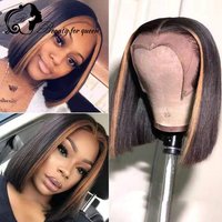 Short Straight Bob Wig Breathable Wig Cap Human Hair For Black Women With Bangs Brazilian Virgin Hair Silky Smooth Finish