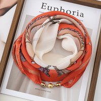 Thin Sun Protection Scarf Women Magnetic Clasp Small Square Shawl Chiffon Elegance Silk Air Conditioner Neck Protection Scarves