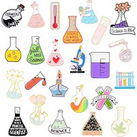 10-50PCS Believe in Science Random Enamel Badges Chemical Beaker Microscope Test Tube Brooch Metal Pins For Backpack Hat Jewelry