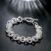 New Fashion 925 Sterling Silver Fine Circle Bracelets for Women Man Charms Popular Wedding Party Gifts Jewelry