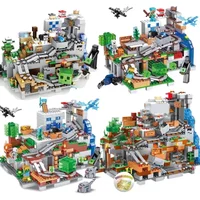 The Cave Village Mine Farm TreeHouse Deep Dark Battle Constructions Building Block Model Toys DIY for Children Christmas Gift