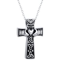 Silver Celtic Cross Urn Necklace Irish Claddagh Pendant Jewelry for Ashes Men Women Cremation Jewelry