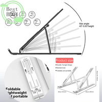 (BBQ4)Portable Foldable Laptop Stand Holder Notebook Support Base Adjustable Riser Cooling Bracket Laptop Cooler Accessories