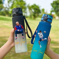 1000ml Football Star Straw Gourd Water Cup Lamine Yamal Large Capacity Sports Flip Cover Drinking Bottle Fans Support Items Gift