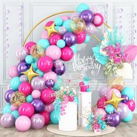 Pink Purple Blue Balloon Arch Kit Teal Hot Pink Party Balloon Garland for Girls Princess Birthday Baby Shower Party Decorations