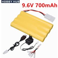 9.6V 700mAh Rechargeable Battery For Rc Cars Tanks Robots Boat Ship Toys Gun Tamiya plug NiCD AA 9.6v Battery Pack With Charger