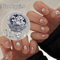 1 Box Silver Star Sequin Nail Art Decorations Holographic 1/2/3mm Glitter Mini Five-Pointed Star Nail Jewelry Y2K Nail Supplies