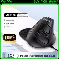 DeLUX M618 Office Mouse Protophase 500hz High Performance 1000mAh Wireless Mouse Mute Vertical Comfort 3200DPI For Pc Accessorie