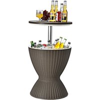 Ice Bucket Table, 30L Multifunctional Ice Beer Drinks Storage Holder with Height Adjustable Tabletop, Outdoor Garden Patio Deck