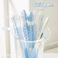 4pcs Eternity Love Checkerboard 0.5mm Ballpoint Black Color Ink Pens White & Blue Gel Pens Set for Writing School
