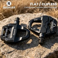 AliExpress BUCKLOS Bike Pedals Dual Function Flat Clipless Bicycle Pedal for SPD SL System Carbon Ultralight Cycling Platform Pedal Parts