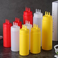 New Plastic Squeezing Sauce bottle Graduated Squeezable Gravy Boats Tableware Reusable Jam Container