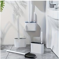 1pc Long Handle Plastic Toilet Brush Set with Silicone Holder Anti-Stick,Snap-On,for Toilet Hygiene Bathroom Cleaning