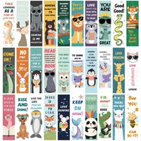30Pcs/Set Cute Animal Bookmarks, Inspirational Quote Paper Bookmark Cards, Gifts for Kids Students, Reading Reward Prizes