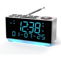 DAB+&FM Radio, Clock Radio with Bluetooth, 40 Presets, Earphone, Dual Alarm with Snooze and Sleep Timer, Two Charging Port