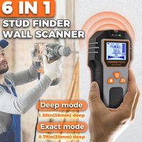 DSF01 6 IN 1 Wall Detector Stud Finder Handheld Wall Scanner Live Cable Metal Thickness Gauge Measurement Tool Deep/Exact Modes