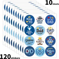 120pcs-10sheets Round Father's Day Stickers,Adhesive Labels For Father's Day Greeting Card Making,Thank You Gift Wrapping Decals