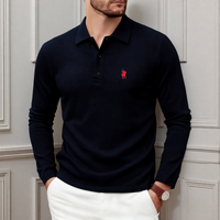 High end fashion polo shirt embroidered long sleeved men's clothing autumn new comfortable and breathable casual brand T-shirt