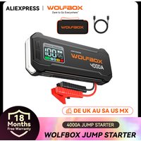 WOLFBOX JS24 4000A Tragbarer Starthilfe-Akku Powerbank 24000mAh für 10L Benzin- und 10L Dieselmotoren mit Booster