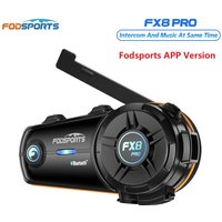 Fodsports FX8 Pro Motorrad-Intercom Bluetooth-Helm-Headset BT-Gegensprechanlage, 10 Fahrer 2000M, Fodsports APP