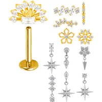 ASTM F136 Titanium Ear PIERC Pendant Lotus Rectangle Earring CZ Paved Threaded Ear Stud Tragus Lip Factory Body Piercing Jewelry