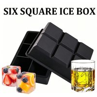 Six Square Ice Cube Tray Silicone Mold Home Ice Cube Maker Tool Food-Grade Tray Box Molds with Lid Available in Multiple Colors