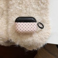 ins Black Pink Color Collision Black Polka Dots Pattern With Pendant Earphones Protective Cover Case for AirPods 2 3 4 Pro2 Pro3