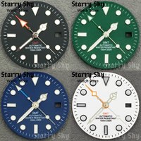 Starry Sky 31.5mm Black/White/Blue/Green GMT Watch Dial 4-pins Watch Hands With Green Luminous Fits For NH34A Automatic Movement