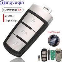 Jingyuqin 3 boutons rabattable porte-clés à distance de voiture intelligente avec puce ID48 3C 0959752 BA 433MHZ ID48 pour VW Passat B6 3C B7 Magotan CC
