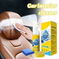 Multifunctional Foam Cleaner Spray Set 150ml, No-Rinse Car Interior Leather Stain Remover with Sponge & Cloth, Lemon Scent
