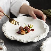 Rock Pattern Skirt Plate Dish Dish Household Ceramic Flat Shallow Plate Hotel Display Plate