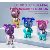 Electroplating Gradual Change Bear Fan Mini Color Graffiti Handheld Fan USB Charging Small Fan Cooling Electric Fans