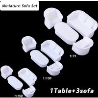 1set 1:75 1:100 1:150 Miniature Sofa Set Model ABS Unpainted Toys Indoor Architecture Building Layout for Diorama