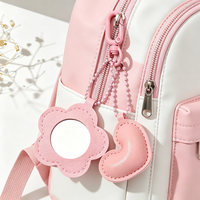 Unique Mirror Flower PU Leather Heart Keychain Unisex Handbag Car Key Protable Hanging Decoration Girls Perfect Gift Accessories