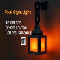 Luminous Lantern Nightlight Rechargeable Game Pixel Light Surrounding Children'S Bedroom Atmosphere Light Home Decor Ornament