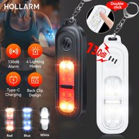 Hollarm Personal Safety Alarm Keychain 130dB for Women USB Rechargeable Protection Emergency LED Light Alarm for night running
