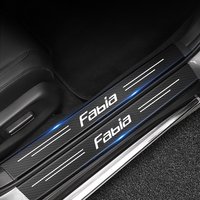 Car Door Sill Carbon Fiber Threshold Trunk Bumper Stickers Protector Strips For Skoda FABIA Car Door Sill Protection Sticker