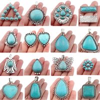ZXZ 2pcs Tibetan Silver Large Square Shape With Imitation Stone Charms Pendants for Necklace Jewelry Making Accessories 35x35mm