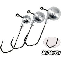 3-Pack Zinc Alloy Fish Head Hooks, 20g, 40g, 60g, Quadrilateral Hooks Made of Carbon Steel, Hardened Hook Point