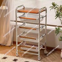 multi-functional crevice trolley, multi-layer fruit and vegetable kitchen vegetable basket movable storage rack