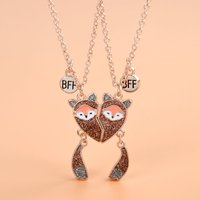 Winoneday 2Pcs/Set Cartoon Fox Shape Pendant Chain Best Friends Necklace BFF Friendship Jewelry Gift for Girls